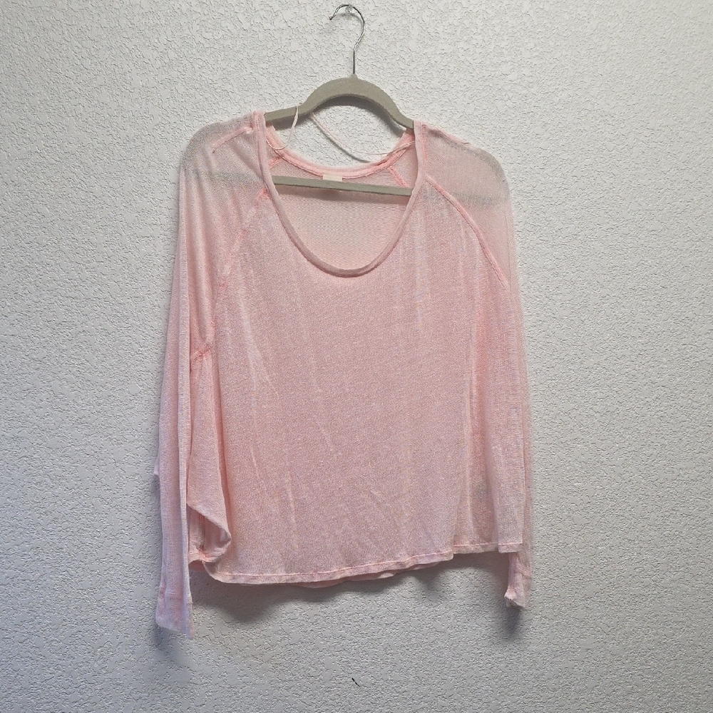 We The Free Long Sleeve Pink Linen Blend Top Size M
